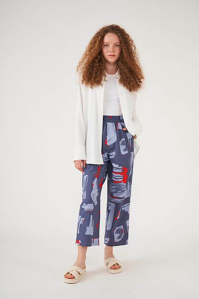 Mevra Patterned Trousers Indigo