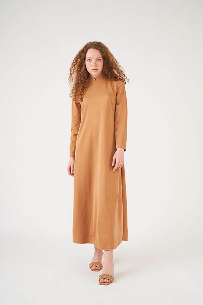 Mevra Front Stitched Dress Camel