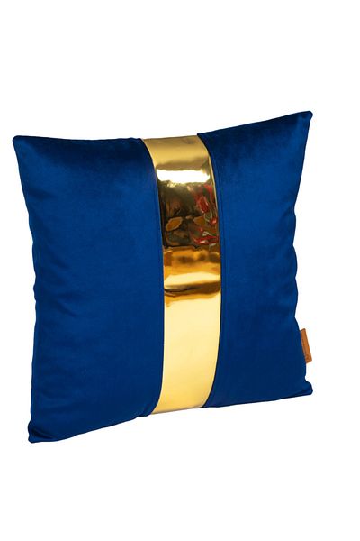 Rayda Home Husă de pernă decorativă din piele, albastru și auriu, Luna