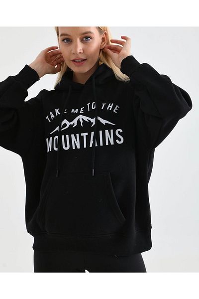 Machetta Hanorac oversize cu imprimeu Design Mountains