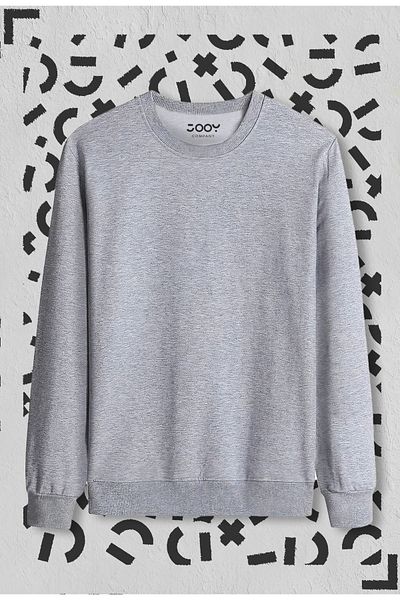Jooy Company Γκρι απλό φούτερ Basic Crew Neck