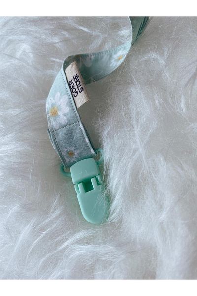GOER STORE Nile Green Detailed Vintage Floral 100% Cotton Baby Pacifier Strap
