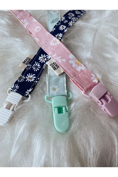 GOER STORE Set of 3 Floral Patterned Colorful 100% Cotton Fabric Baby Pacifier Straps