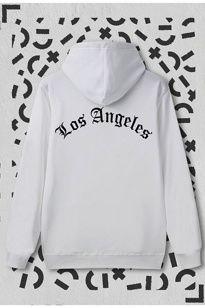 Jooy Company Λευκό Los Angeles Letter με κουκούλα φούτερ με κουκούλα