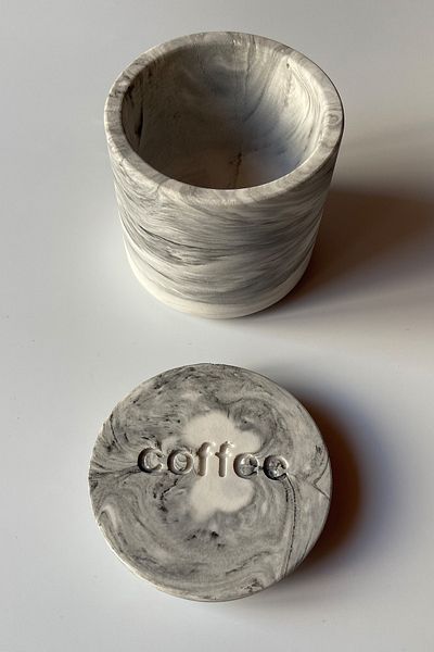 sin istanbul Concrete Coffee Box with Marble Patterned Lid