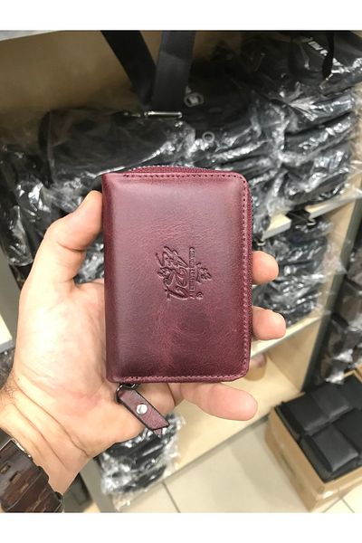 LUCCACCI New Claret Red Accordion Card Holder and Money Portfolio - Genuine Leather