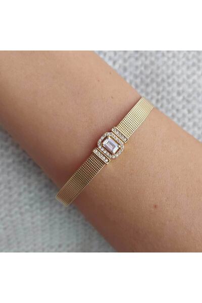 BİLEZİKHANE Baget Taşlı Altın Italyan Bileklik 15 Gram