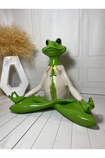 biomaxi plus Büyük Yogacı Kurbağa Heykeli Bahçe Dekorasyonu Eller Yanda (43x2...