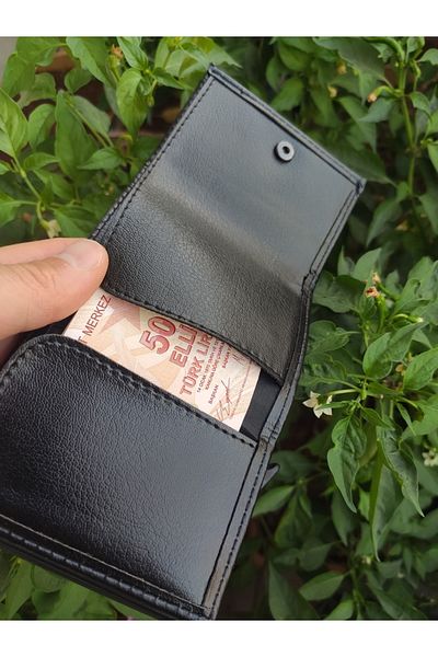 YNS LEATHER Black Mechanical Men's Wallet
