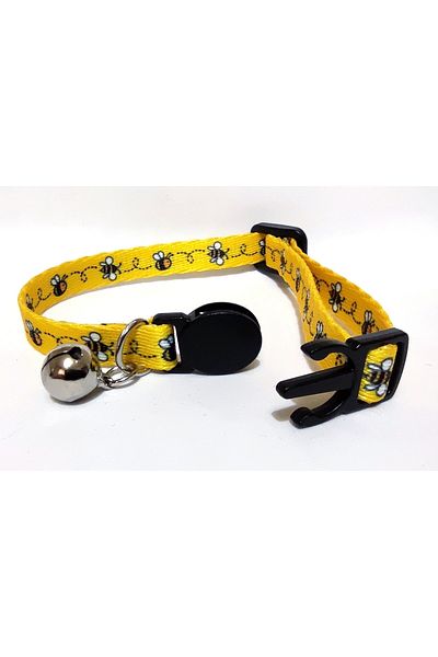 Ayz Aksesuar Safety Click Cat Collar, Bee Patterned Handmade Special Production