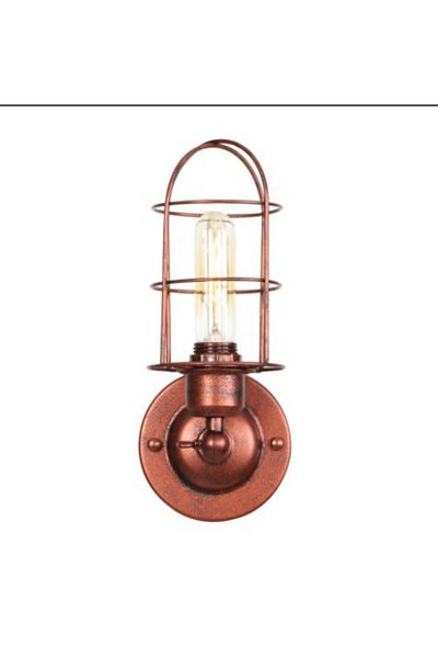 RİOLİGHT Retro Copper Antique Articulated Cage Metal Wall Sconce