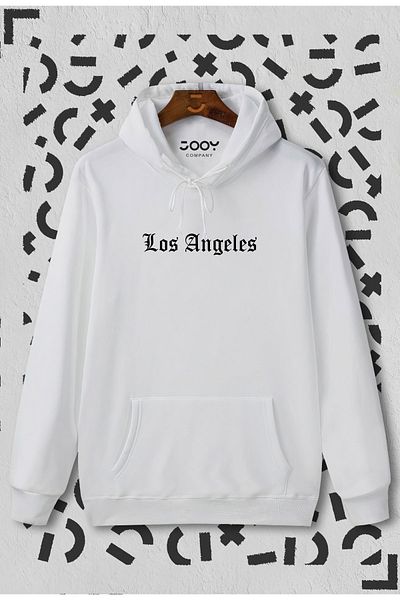 Jooy Company Λευκό φούτερ με κουκούλα με στάμπα Los Angeles City