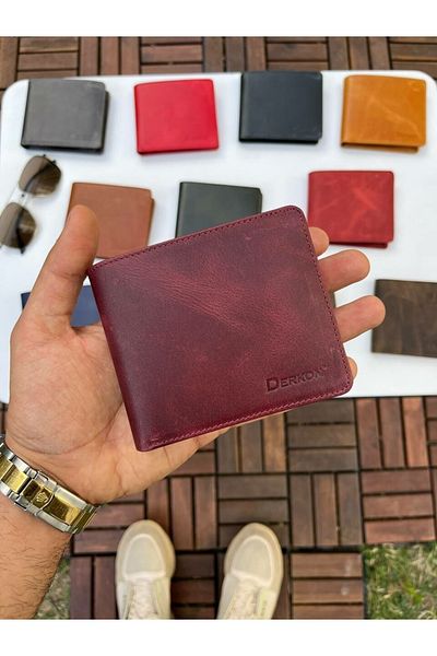 DERKON Ola Vintage Leather Claret Red Wallet