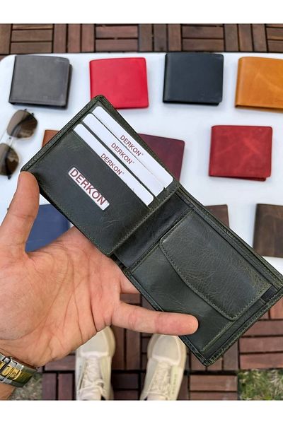 DERKON Ola Vintage Leather Green Wallet