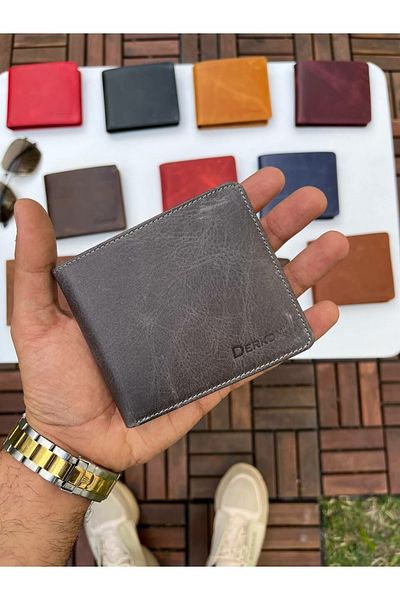 DERKON Ola Vintage Leather Gray Wallet