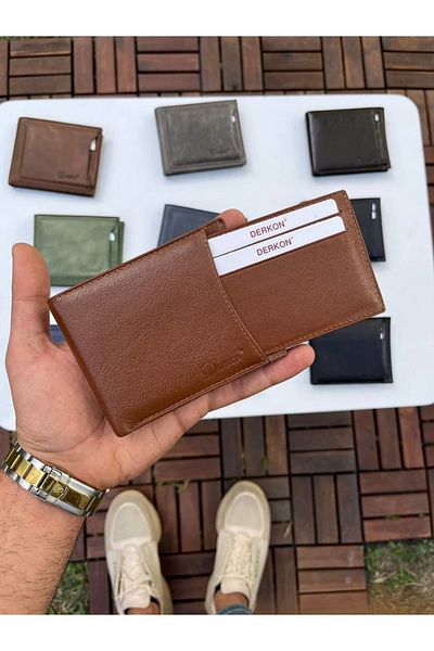 DERKON Noyi Genuine Leather Tan Wallet with Internal Removal