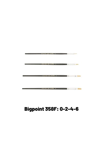 Bigpoint مجموعة فرشاة مسطحة ذات شعيرات طبيعية بيضاء من سلسلة 358f مكونة من 4 ...