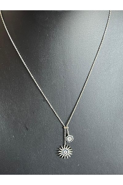 Gönülden Tasarım Sun Evil Eye Beaded Double Zircon Stone Design Necklace