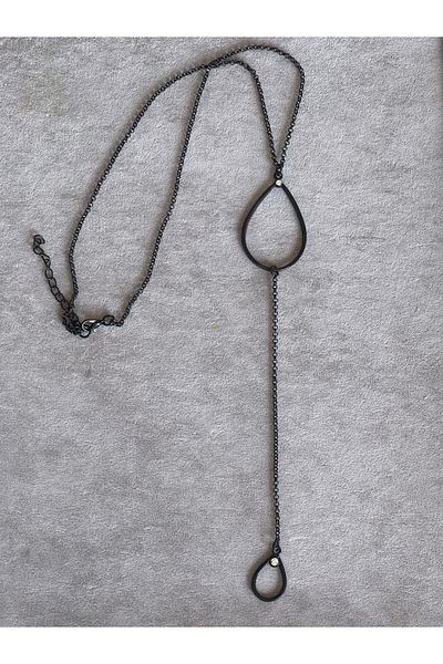Gönülden Tasarım Black Special Design Zircon Stone Double Drop Necklace
