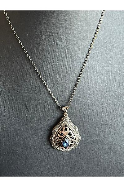 Gönülden Tasarım Special Design Blue Stone Bronze Zircon Stone Design Necklace