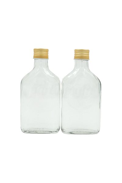 parlakcam Cold Brew Transparent 200ml Gold Metal Lid Glass Bottle (200cc Cold Coffee Bottle) (1 Piece)