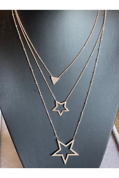 Gönülden Tasarım Special Design Star Triangle 3 Size Necklace