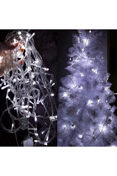 SARFEX 10 Metre 100 Ledli Fişli Led Işık Beyaz Dekor Lambası Yılbaşı Ağacı Iş...