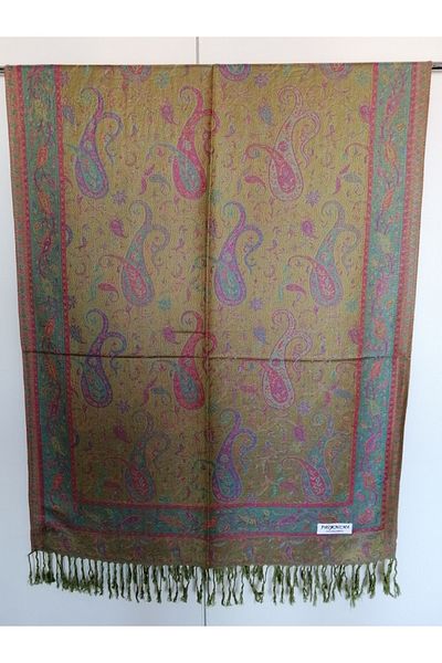 Butik Tülin Unisex Authentic Acrylic Multi-Colored Patterned Soild Textured Tasseled Soft Shawl Made in India