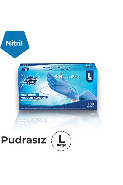 Has-Pet نيتريل أزرق سميك للغاية حجم كبير 100 قطعة