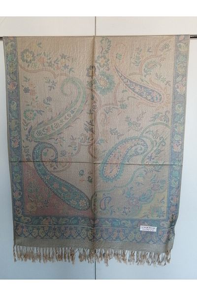 Butik Tülin Unisex Authentic Acrylic Multi-Colored Patterned Soild Textured Tasseled Soft Shawl Made in India
