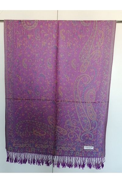 Butik Tülin Unisex Authentic Acrylic Multi-Colored Patterned Soild Textured Tasseled Soft Shawl Made in India