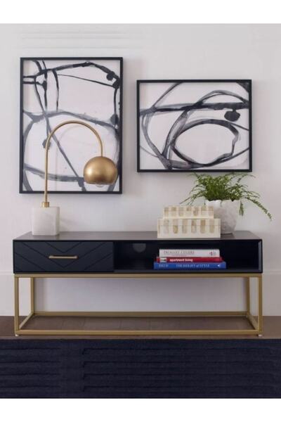 Evka Proven Tv Ünitesi Eskitme Gold, Tv Sehpası, Televizyon Ünitesi Modelleri