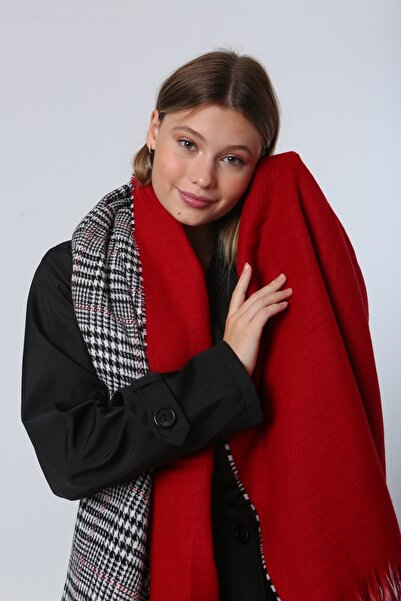 FELLMENS Double Sided Red Houndstooth Women's Shawl
