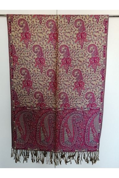 Butik Tülin Unisex Authentic Viscous Multicolor Patterned Soild Textured Tasseled Soft Shawl Made in India