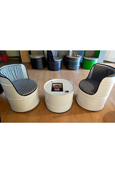 varil dekor Varil Koltuk 2 Tekli 1 Sehpa Bahçe Takımı