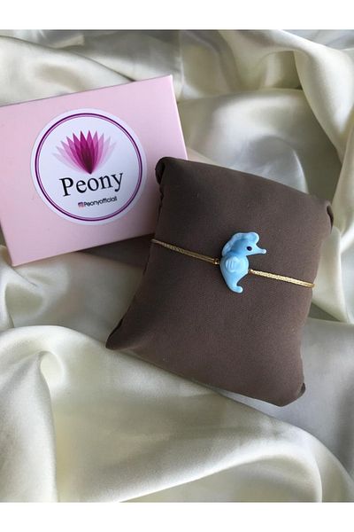 PEONY - peonyofficiall Blue Sea Horse Glass Murano Bracelet Gold String Bracelet