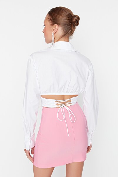 Trendyol Collection Корсет на підкладці з деталізованим тканим попліном Сорочка TPRAW23GO00004