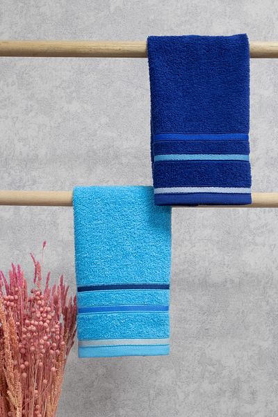 Class Royal Blue - Turquoise 100% Cotton 2-Piece 30 X 50 Cm Kitchen Towels V2
