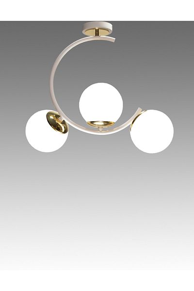 MŞ Aydınlatma Sesa White Plafonier Chandelier with 3 White Lamps