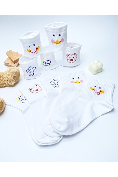 footmania Σετ 5" Ζευγάρι Γυναικείες Μισές Κάλτσες Fun White Socks