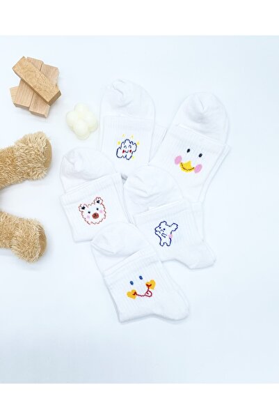 footmania Σετ 5" Ζευγάρι Γυναικείες Μισές Κάλτσες Fun White Socks