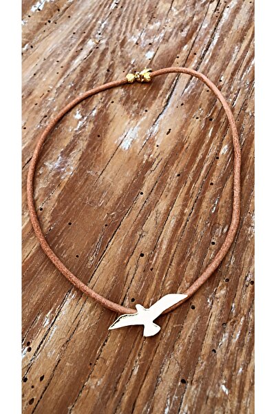 by özllem Martı Deri Tasarım Altın Kaplama Kolye