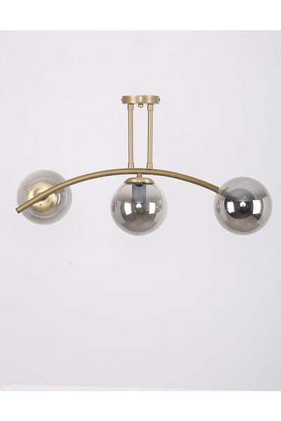MŞ Aydınlatma Yay Antique Painted 3 Lamp Smoked Glass Chandelier