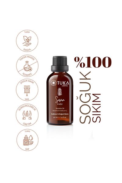 TUKA NATURAL 50 مل زيت السمسم العضوي - معصور على البارد