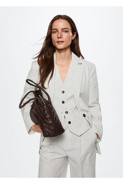 MANGO Woman Blazer din material cu dungi