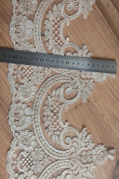 DUAYEN French Guipure Lace Tulle Embroidery 1 Mt King Pattern Cappuccino