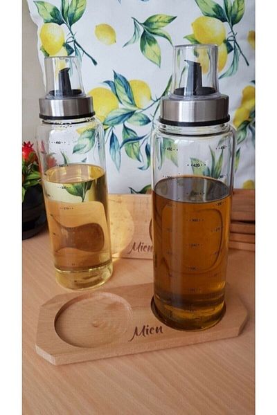 MİEN Else Oil Pot Stand, Liquid Soap Stand, Glass Bottle Stand Wooden