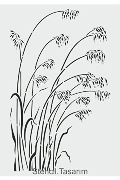 STENCİLTASARIM Stencil Tasarım Hd219 Yabani Yulaf Şablonu - Dekoratif Duvar Ve Eşya Boyama Şablonları