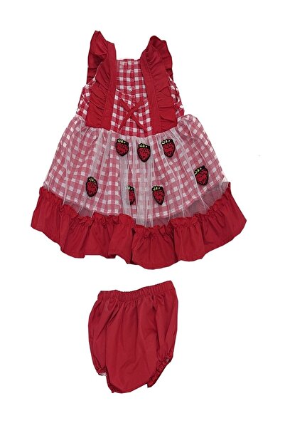 feyzamavm Kız Bebek Çilekli Tüllü Elbise