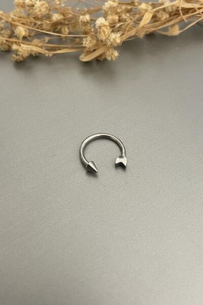 Jaida Moda Unisex 316l Cerrahi Çelik Gümüş Renk Ok Uçlu Septum Piercing
